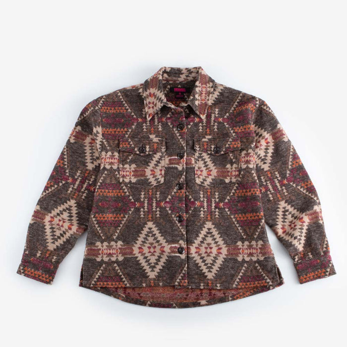 Dark Brown Aztec Shacket
