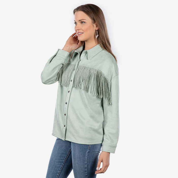 Mint Studded Fringe Top