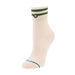 Women`s Green Accent Roll Cuff Quarter Height Sock