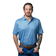 Mens Light Blue Print Polo