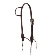 Dark Leather Single Ear Headstall with Floral Buckle