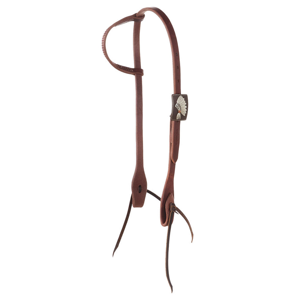Cowperson Tack Slip Ear Headstall with Square Floral Acorn Buckle main image 1