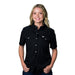 Womens Black Vented Pearl Snap Shirt