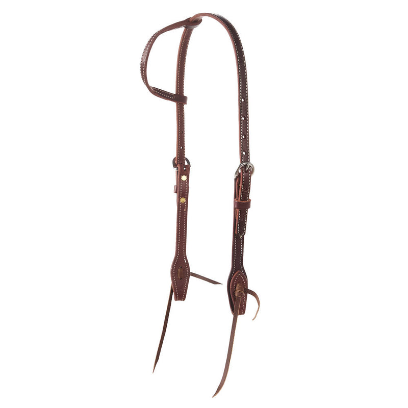 Dark Leather Double Buckle Slide Ear Headstall