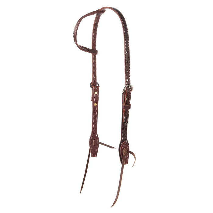 Dark Leather Double Buckle Slide Ear Headstall
