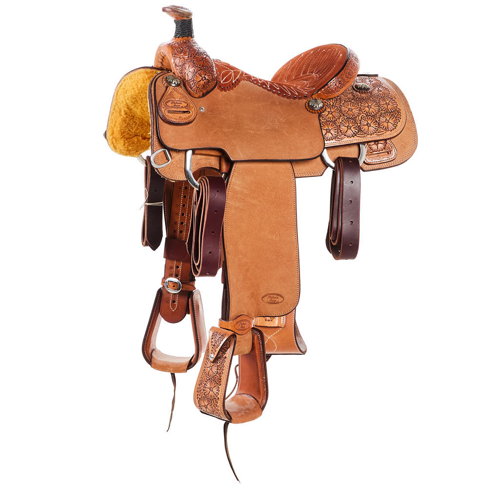 Trent Ward 15in 1/2 Breed Floral Platinum Team Roping Western Saddle
