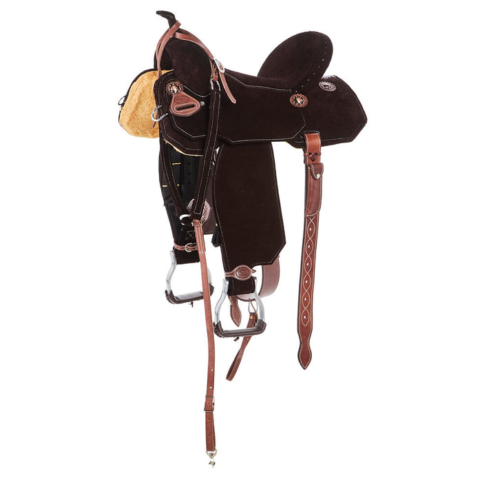 Chocolate Roughout with 45 cut skirts Barrel Saddle