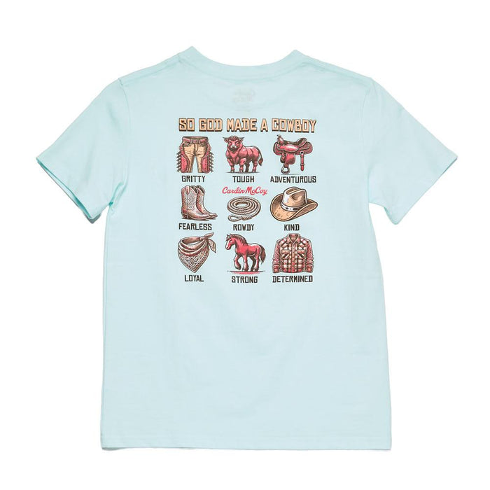 Boy's Mint So God Made a Cowboy Short Sleeve Tee