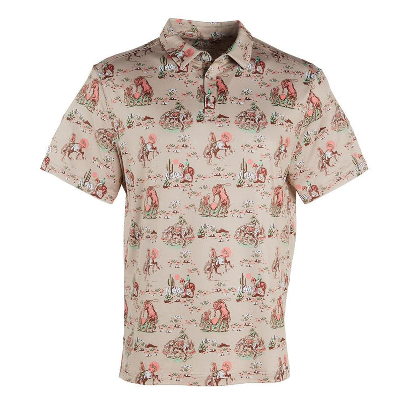 Cowboy Up Khaki Polo