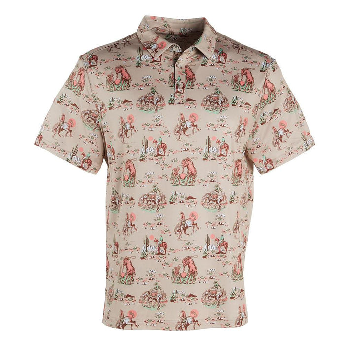 Cowboy Up Khaki Polo