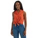 Womens Red Sleeveless Tied Top