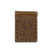Men's Chocolate Tooled Floral Money Clip Wallet