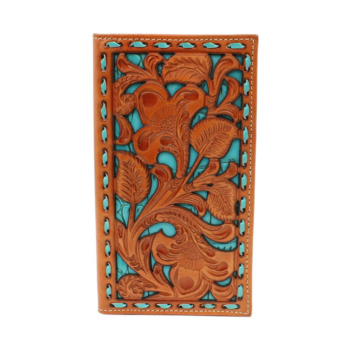 Men's Tooled Turquoise Inlay Rodeo Wallet