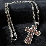 Men's Leather Cross Chain Necklace