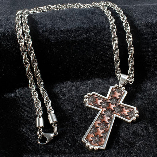 Men's Leather Cross Chain Necklace