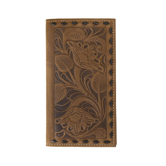 Men's Chocolate Tooled Floral Wallet