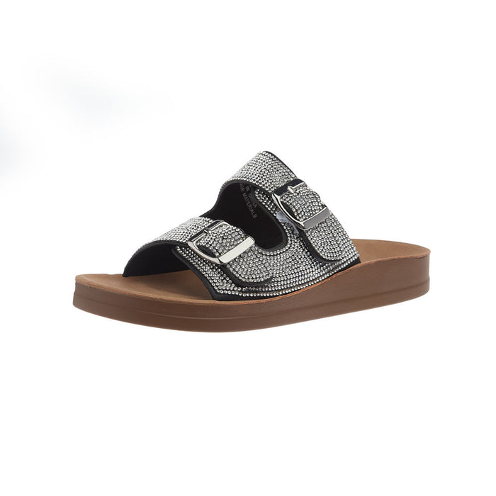 Women's Lets Be Real Black Rhinestones Sandal
