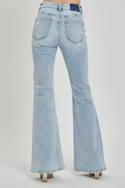 Womens Mid Rise Button Down Flare Jean