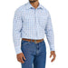 Mens Blue Plaid Wrinkle Resist Shirt