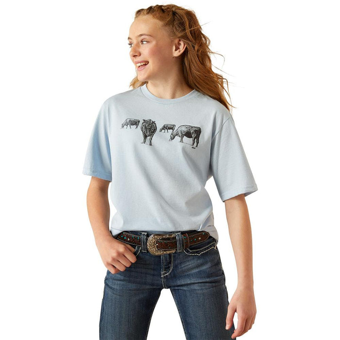 Girls Blue Born To Farm Tee