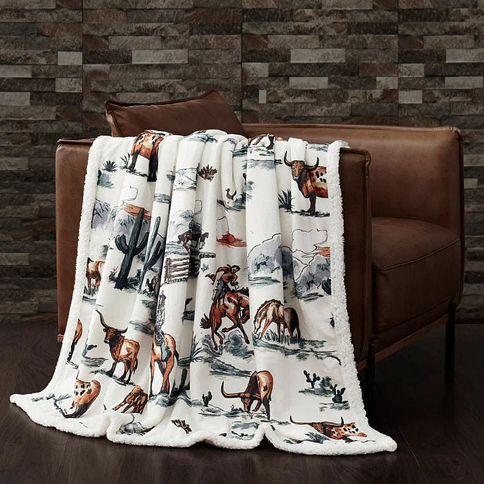 Ranch Life Western Toile Campfire Duffle Bag Sherpa Throw