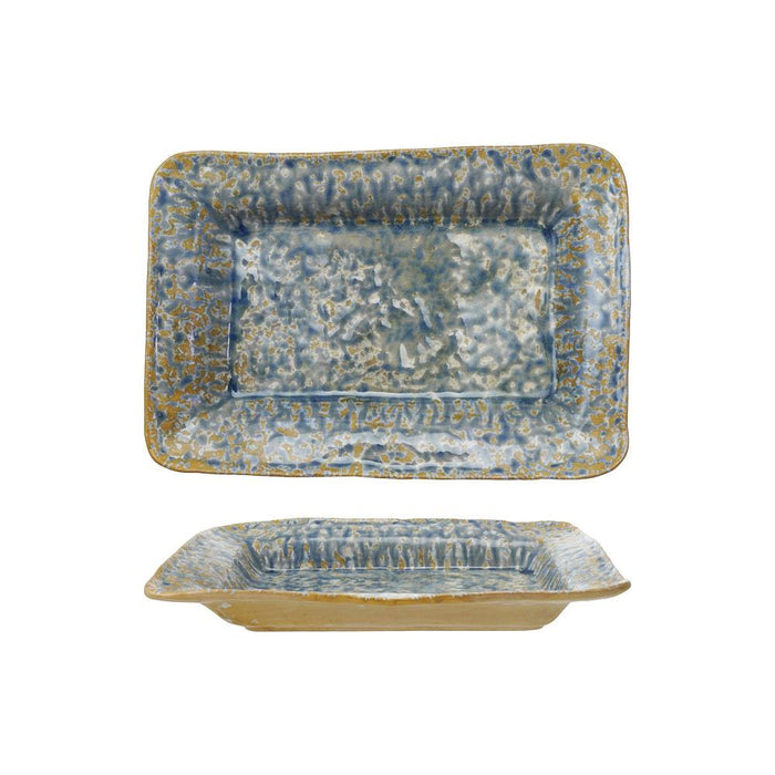 Reactive Crackle Glaze Stoneware Serving Dish