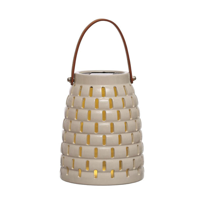 Stoneware LED Solar Powered Waterproof Lantern