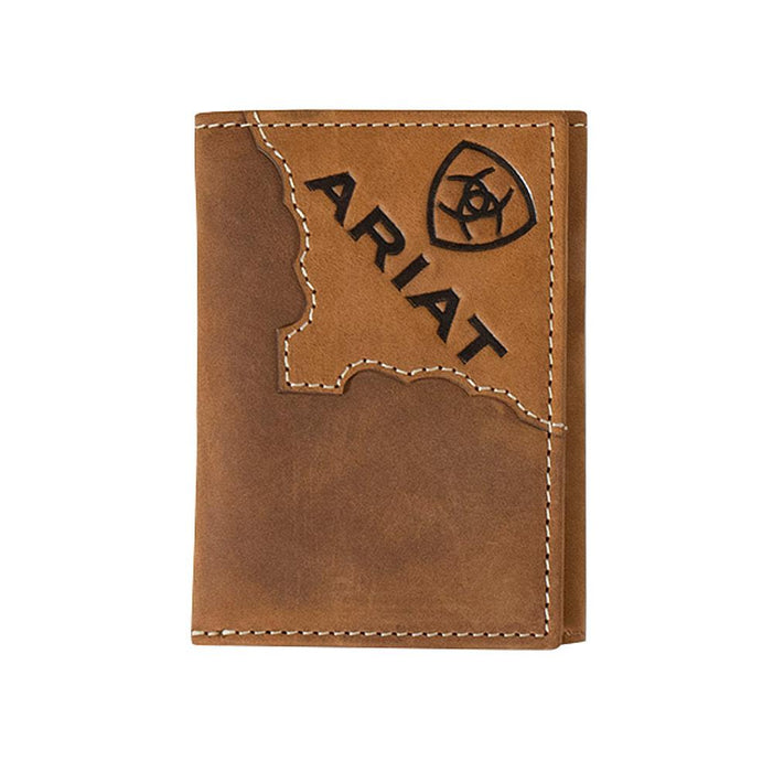 Trifold Two Toned Brown Leather Wallet