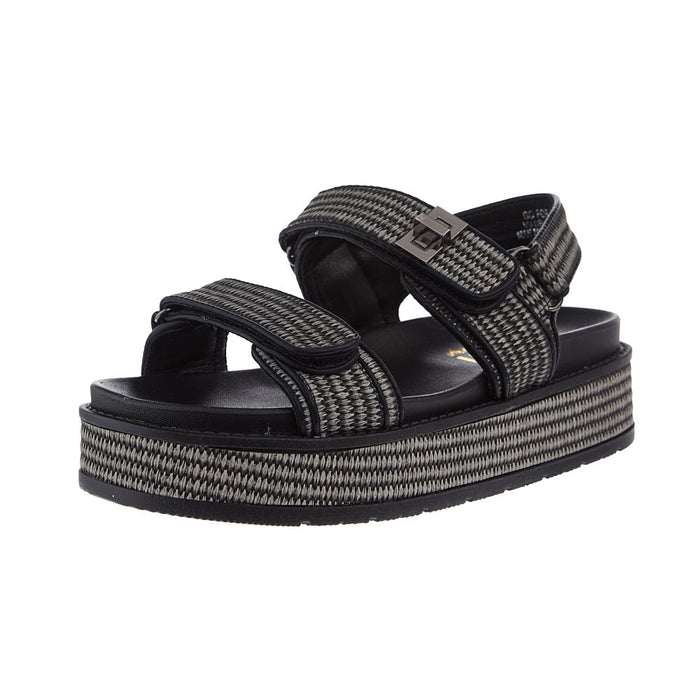 Womens Go For It Black Raffia Sandals