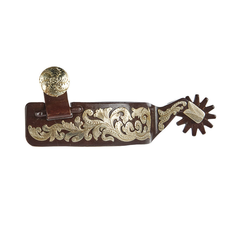 12 Point 1 1/4in Antique Brown Floral Men's Spur