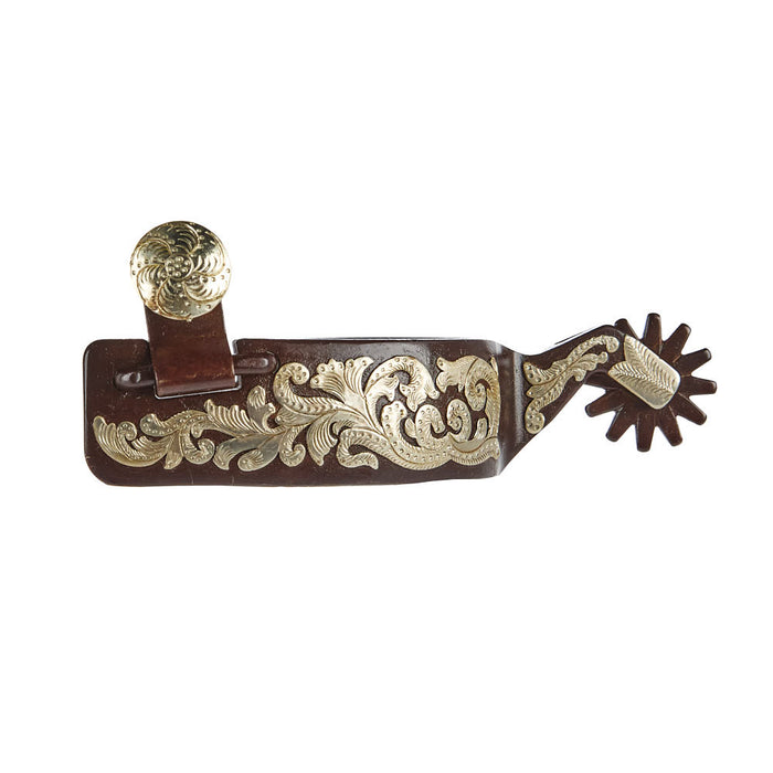12 Point 1 1/4in Antique Brown Floral Men's Spur