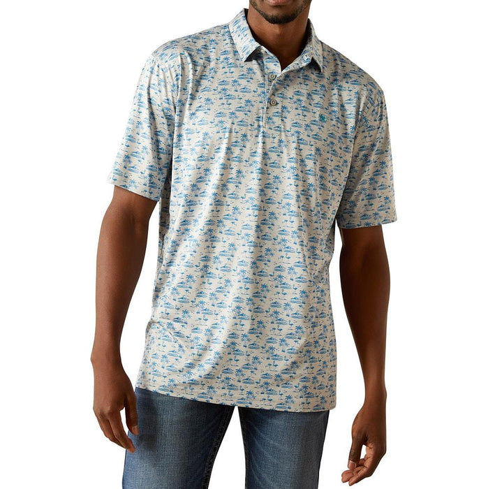 Men's Grey Charger 2.0 Printed Polo
