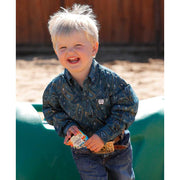 Toddler Blue Paisley Long Sleeve Button Shirt