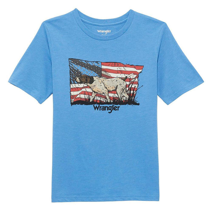 Boy's Azure Blue Flag/Dog Graphic Tee