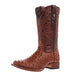 Men's Rustic Cognac Full Quill Ostrich Print Square Toe Cowboy Boot
