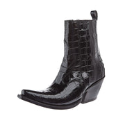 Women's Jade Black Patent Leather Croc Print Bootie