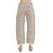 Women's Cream Leopard Print Cuffed Jeans