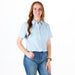 Women's Icy Blue Short Sleeve Button Shirt