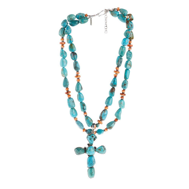 Cross Pendent with Turquoise Spiney Neck
