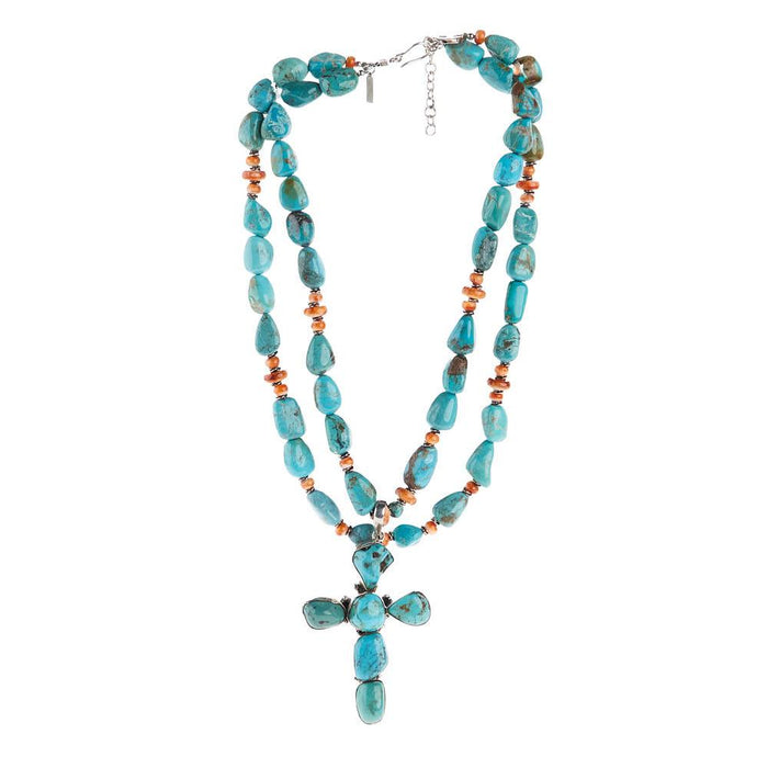 Cross Pendent with Turquoise Spiney Neck
