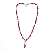 Coral Oval Dangle Pendent Necklace