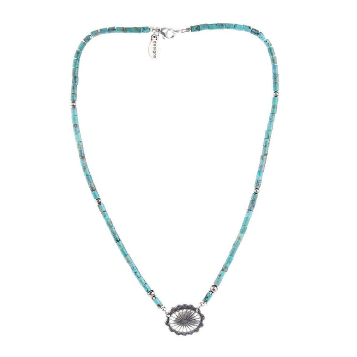 Turquoise Tube with Concho Necklace