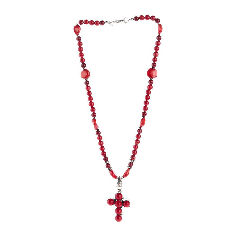 Coral Cross Necklace