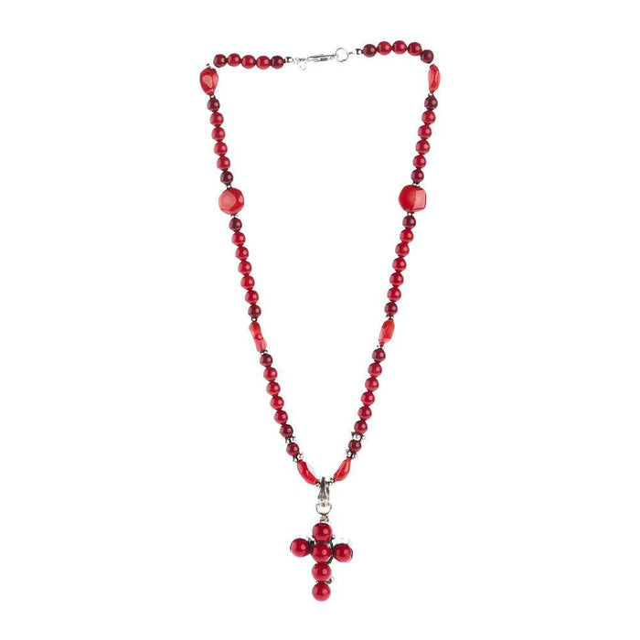Coral Cross Necklace