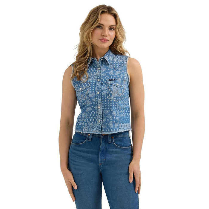 Women's Printed Denim Crop