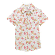 Girl's Short Sleeve White/Coral Shirt