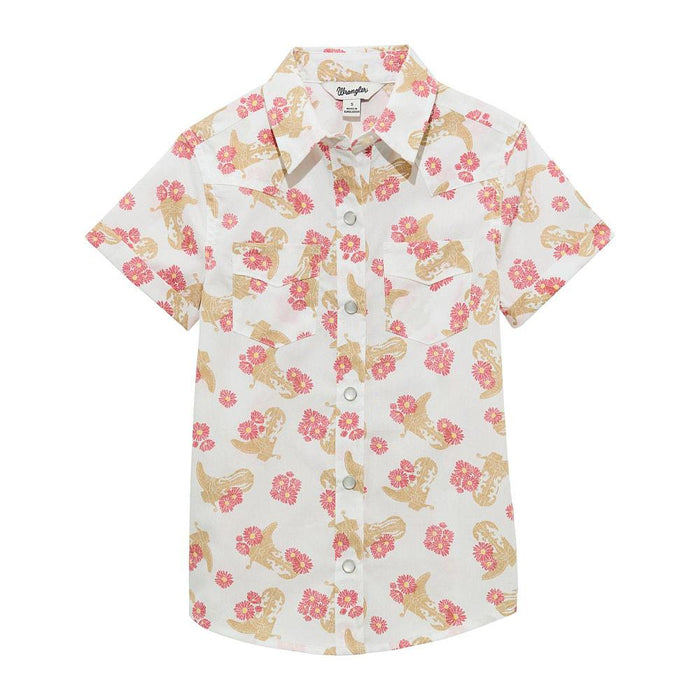Girl's Short Sleeve White/Coral Shirt