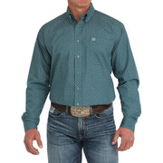 Men's Green Print Classic Fit Shirt