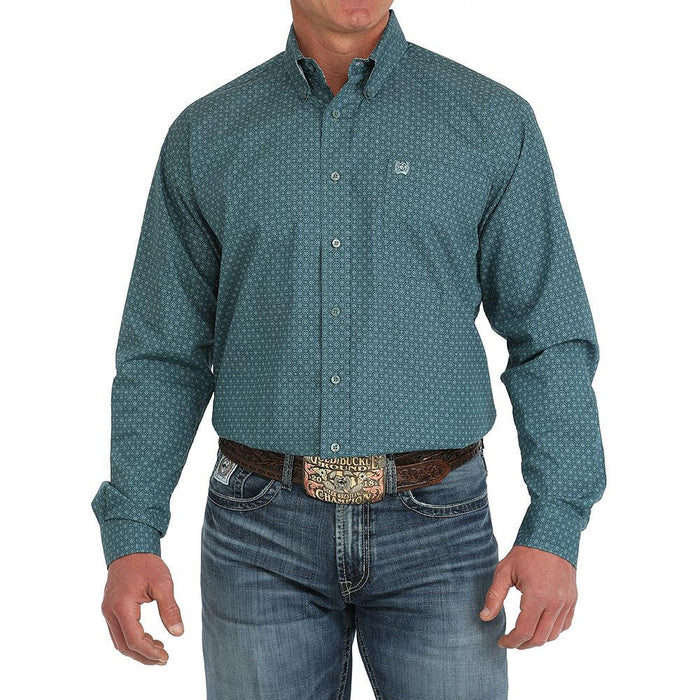 Men's Green Print Classic Fit Shirt