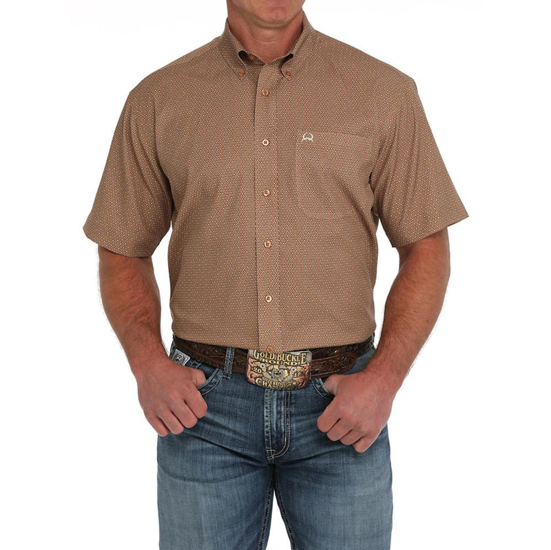 Men's Brown Print Arenaflex Short Sleeve Shirt